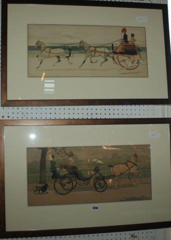 Cecil Aldin pair coaching lithographs